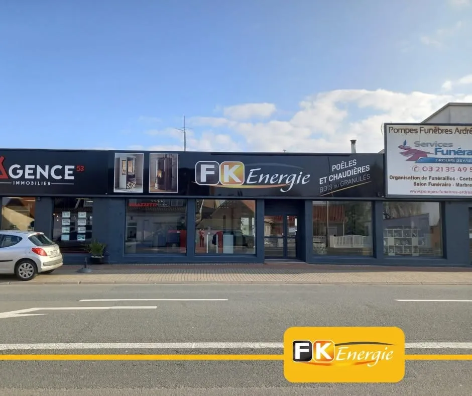 Façade du showroom FK Énergie à Ardres (Bois-en-Ardres)